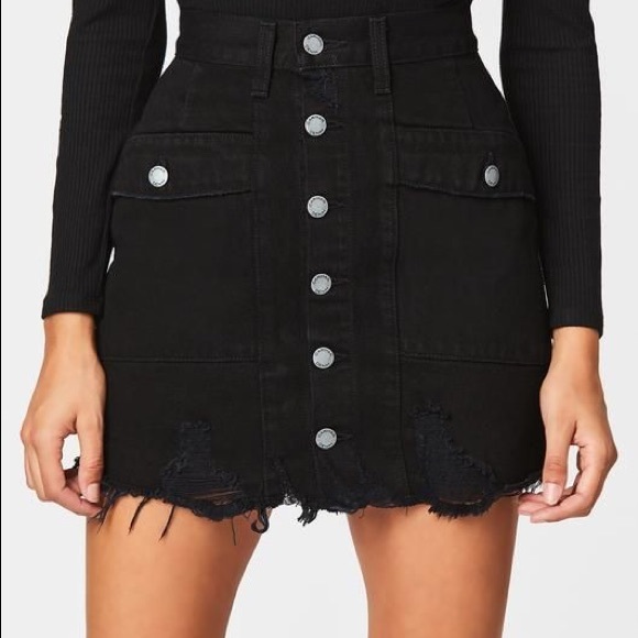 CARMAR DENIM Black Lincoln Button Front Skirt - Picture 2 of 4